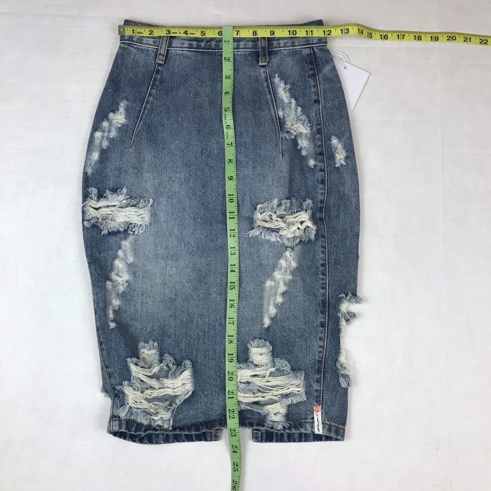One Teaspoon Free Love Distressed Denim Skirt - Picture 6 of 8